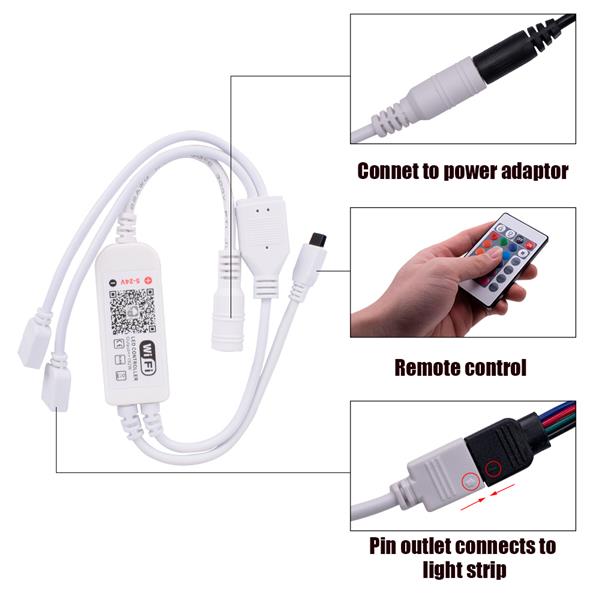 12V-5050 RGB Wifi Remote Control 10 Meters 24 Keys 300 Lights (40W) Light Strip Dual Disk