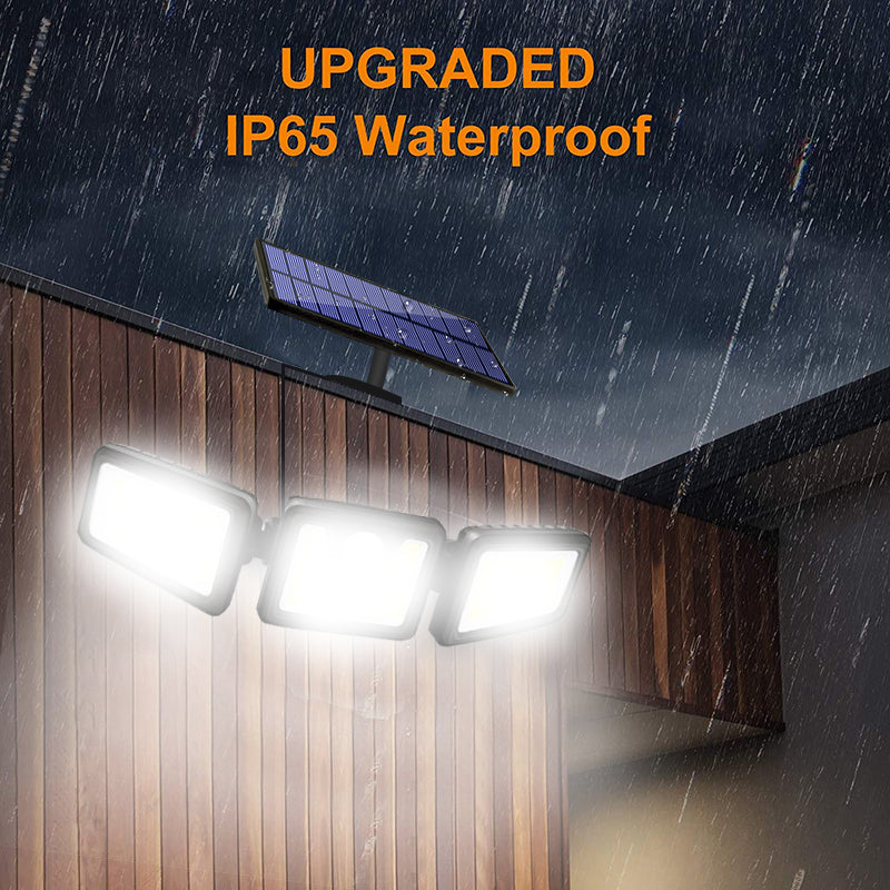 3 Head Solar LED Wall Lamp with Motion Sensor for Garden Garage