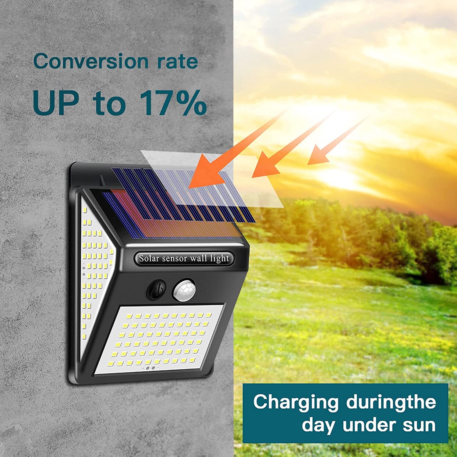 Solar LED Wall Light with PIR Motion Sensor