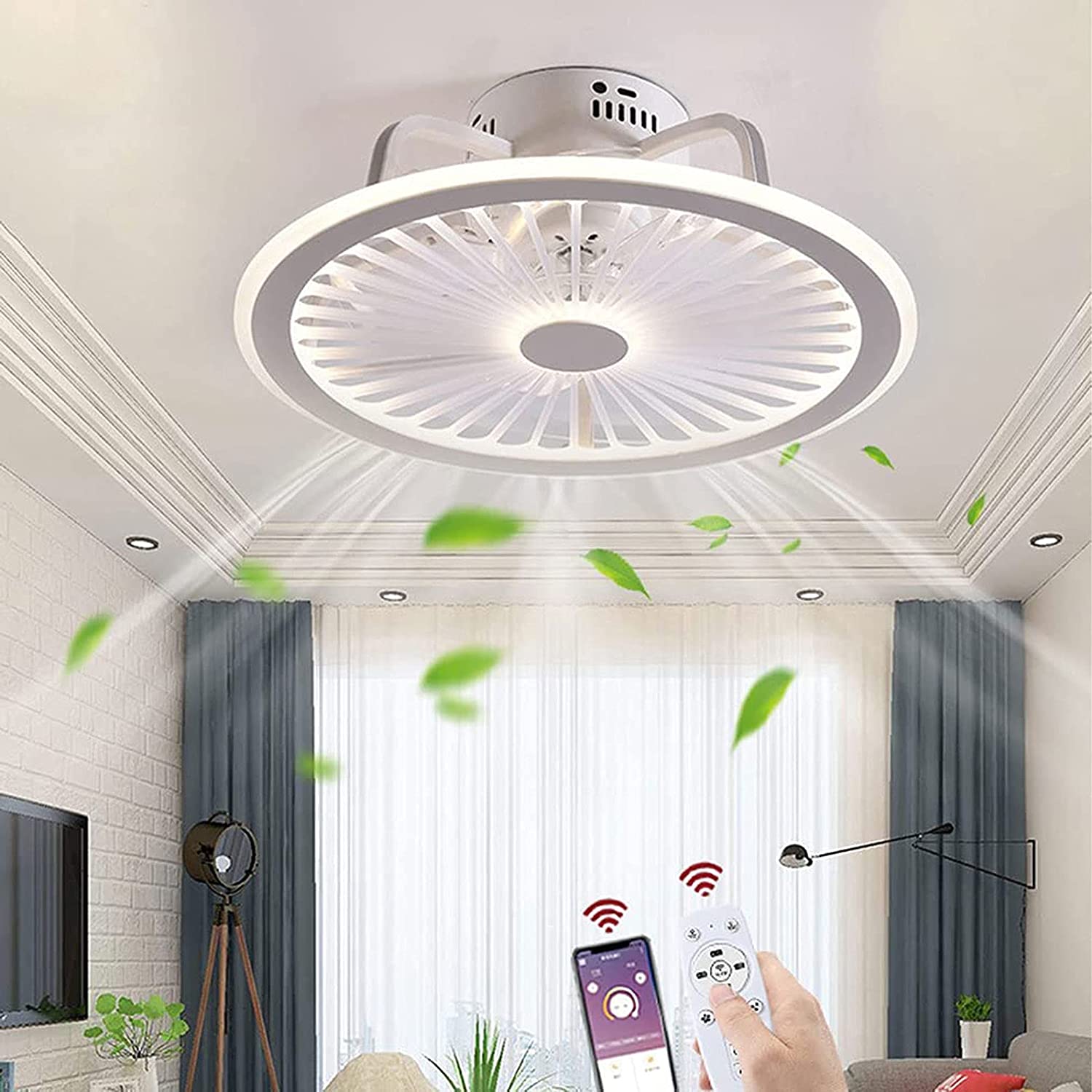 Dimmable LED Ceiling Fan with Light Remote Control and App