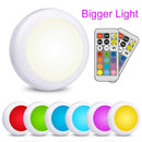 LED Cabinet Light battery RGB  Color  Puck Lights Dimmable Under Shelf Kitchen  Counter Lighting remote controller night light