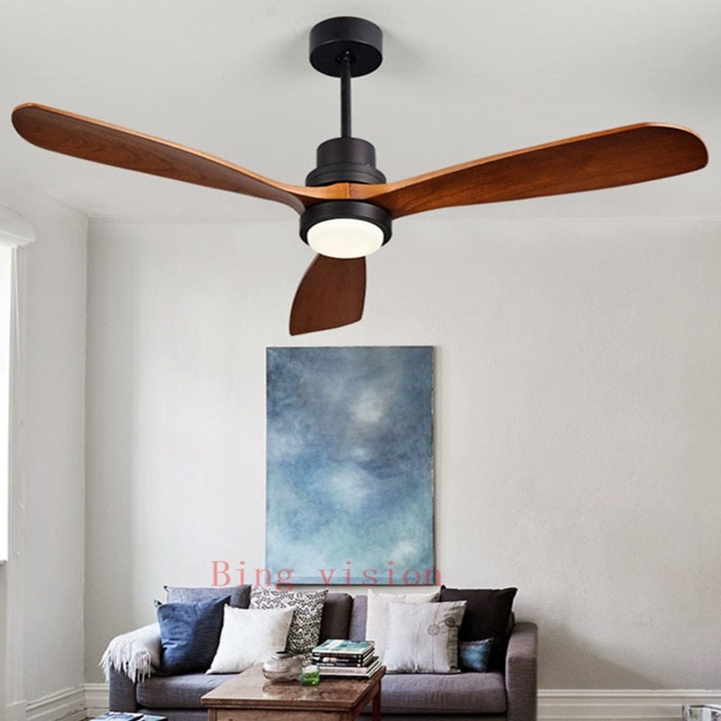 Wooden Ceiling Fans with LED Lights Remote Control