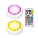 LED Cabinet Light battery RGB  Color  Puck Lights Dimmable Under Shelf Kitchen  Counter Lighting remote controller night light