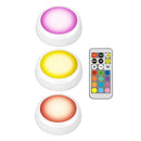 LED Cabinet Light battery RGB  Color  Puck Lights Dimmable Under Shelf Kitchen  Counter Lighting remote controller night light