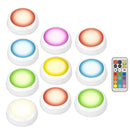 LED Cabinet Light battery RGB  Color  Puck Lights Dimmable Under Shelf Kitchen  Counter Lighting remote controller night light