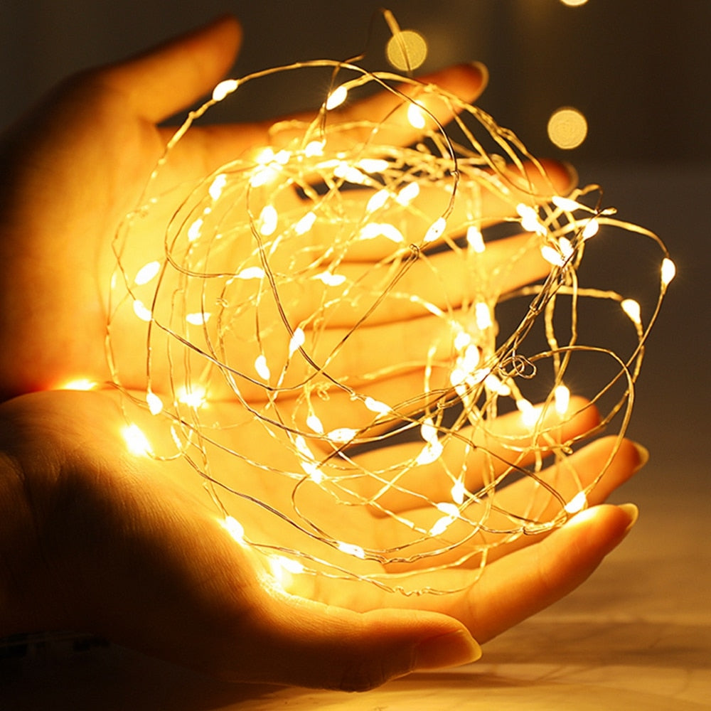 1-10M LED String Lights Copper Wire Fairy lights Night Light For Christmas Garland Room Bedroom Indoor Wedding Decoration Lamp