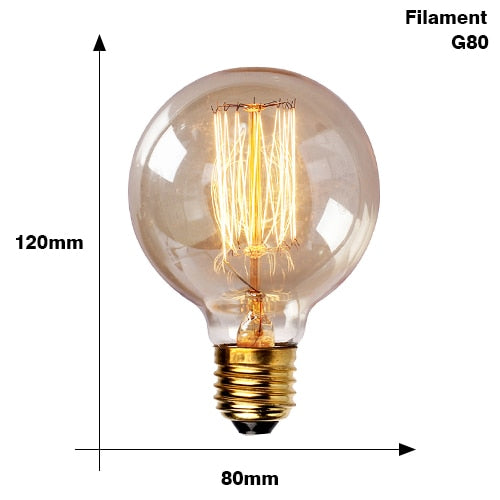Retro Edison Light Bulb E27 220V 40W ST64 G80 G95 T10 T45 T185 A19 A60 Filament Incandescent Ampoule Bulbs Vintage Edison Lamp
