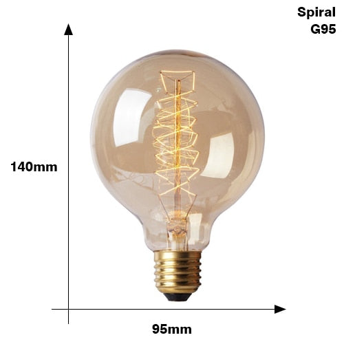 Retro Edison Light Bulb E27 220V 40W ST64 G80 G95 T10 T45 T185 A19 A60 Filament Incandescent Ampoule Bulbs Vintage Edison Lamp