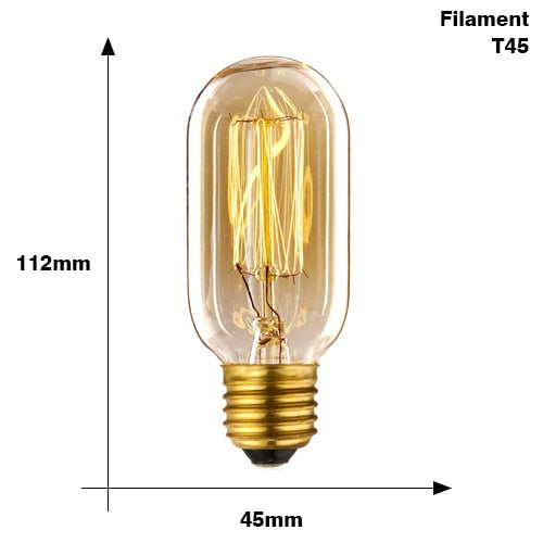 Retro Edison Light Bulb E27 220V 40W ST64 G80 G95 T10 T45 T185 A19 A60 Filament Incandescent Ampoule Bulbs Vintage Edison Lamp