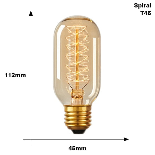 Retro Edison Light Bulb E27 220V 40W ST64 G80 G95 T10 T45 T185 A19 A60 Filament Incandescent Ampoule Bulbs Vintage Edison Lamp