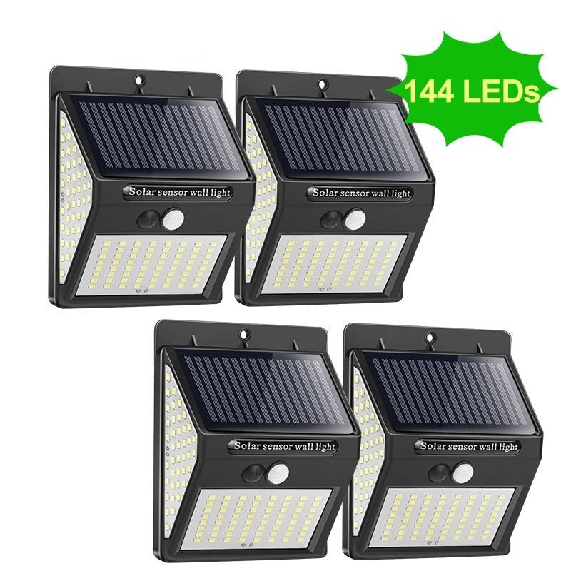 144 100 LED Solar Light Outdoor Solar Lamp PIR Motion Sensor Solar Powered Sunlight Street Light for Garden Decoration
