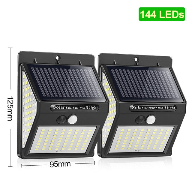 144 100 LED Solar Light Outdoor Solar Lamp PIR Motion Sensor Solar Powered Sunlight Street Light for Garden Decoration