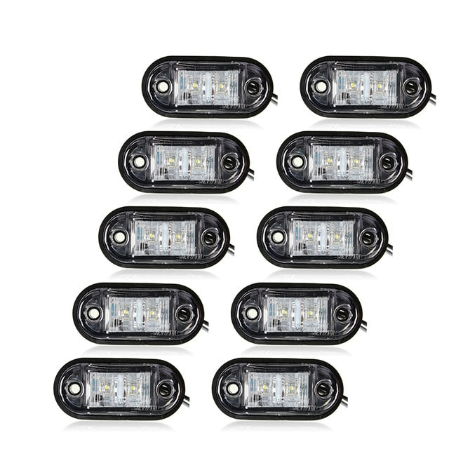 10PCS  Warning Light LED Diode Light Oval Clearance Trailer Truck Orange White Red LED Side Marker Lamp 12V 24V Truck Accessorie