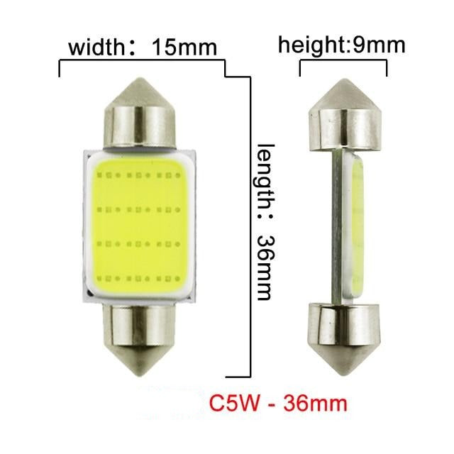 1x C10W C5W LED COB Festoon 31mm 36mm 39mm 41/42mm 12V White bulbs for cars License plate Interior Reading Light 6500K 12SMD