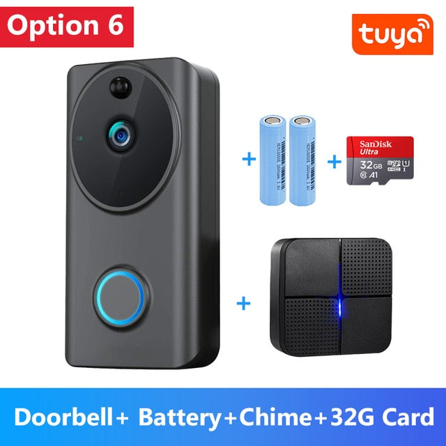 1080P Video Doorbell Wifi Smart Home Tuya App Phone Call Audio Intercom Wireless Door Bell Camera