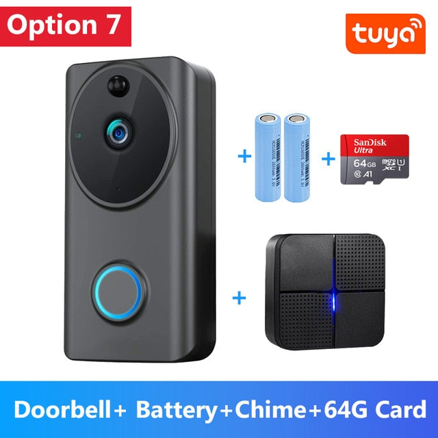 1080P Video Doorbell Wifi Smart Home Tuya App Phone Call Audio Intercom Wireless Door Bell Camera