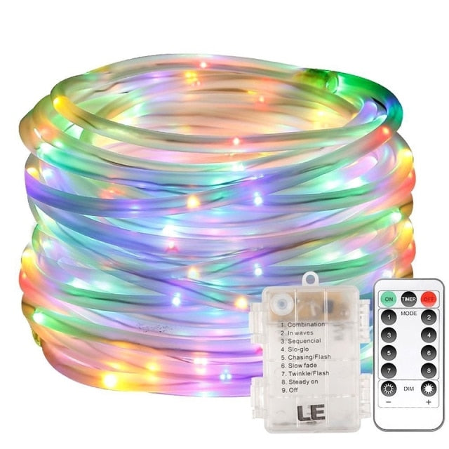 5/10M 50/100 LED Outdoor Tube Rope Strip String Light RGB Lamp Xmas Home Decor Christmas Lights-8 Mode Waterproof Garland