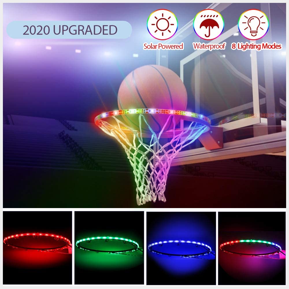 Solar Power 45 LED Basketball Hoop Light Lamp Outdoor Waterproof for Playing At Night Shooting RGB LED Strip Basket Frame Sports