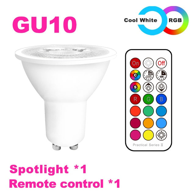 GU10 LED Lamp Color Spotlight Indoor Neon Sign Light Bulb  RGB Tape With Controller Lights Lighting COB 220V Dimmable Smart Bulb