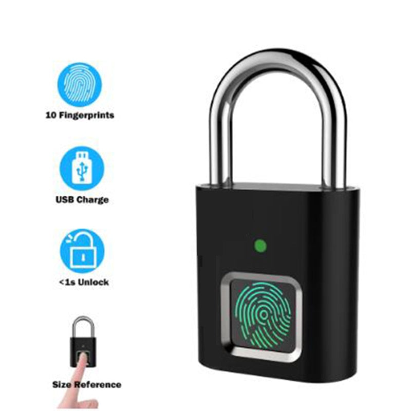 Smart Biometric Thumbprint Door Padlocks Portable Anti-Theft Fingerprint Lock for Bag Drawer Suitcase