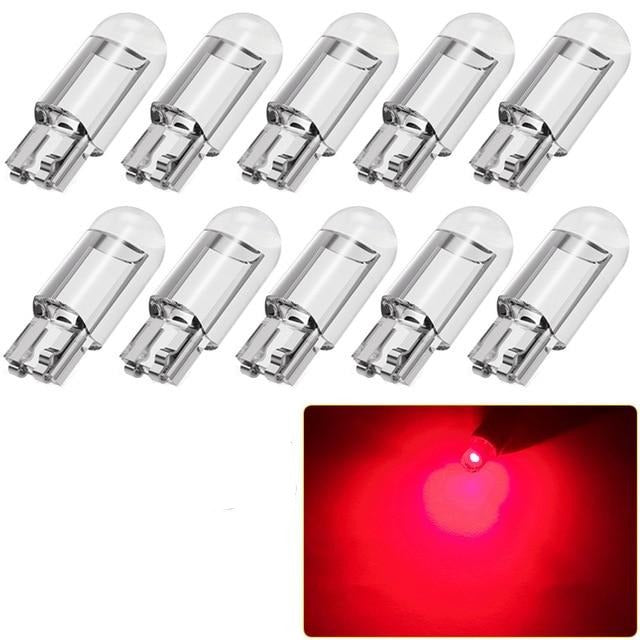 10pcs Car LED T10 W5W COB Reading Dome Lamp Marker Light Wedge Lights License Plate Bulbs 168 194 192 DC 12V White Red