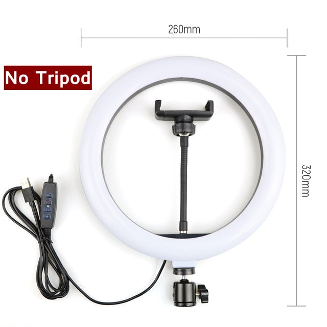 Monopod Mount Bracket with LED Ring Flash Light Lamp Tabletop Stand Tripods with Mobile Phone Holder Overhead shot For Nail art
