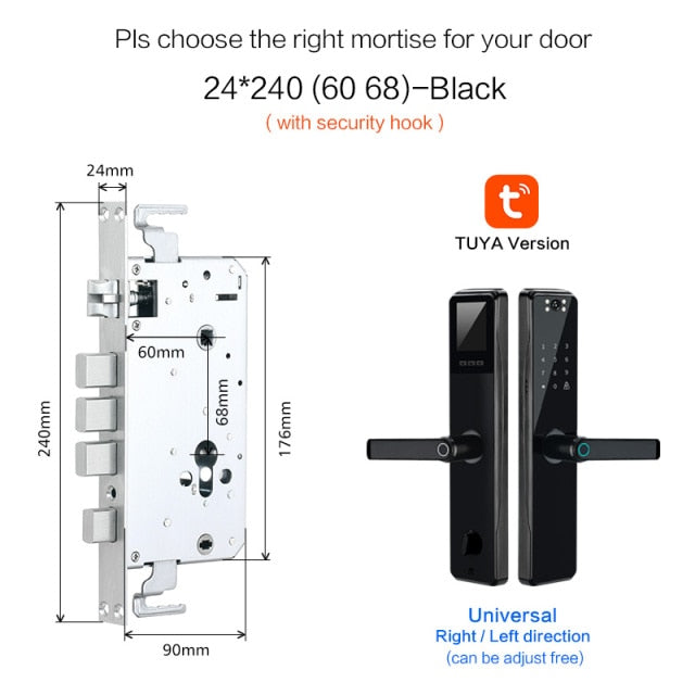 Camera Monitoring Lock Tuya Biometric Fingerprint, Security Intelligent Smart Lock With WiFi APP Password RFID Door Lock