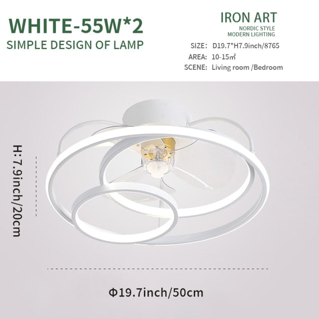 Minimalist Ceiling Fan with LED Lamp 220V