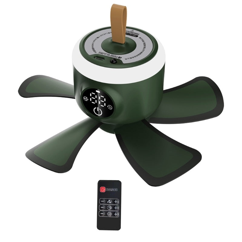 4 Speed Camping Fan with LED Light Remote control